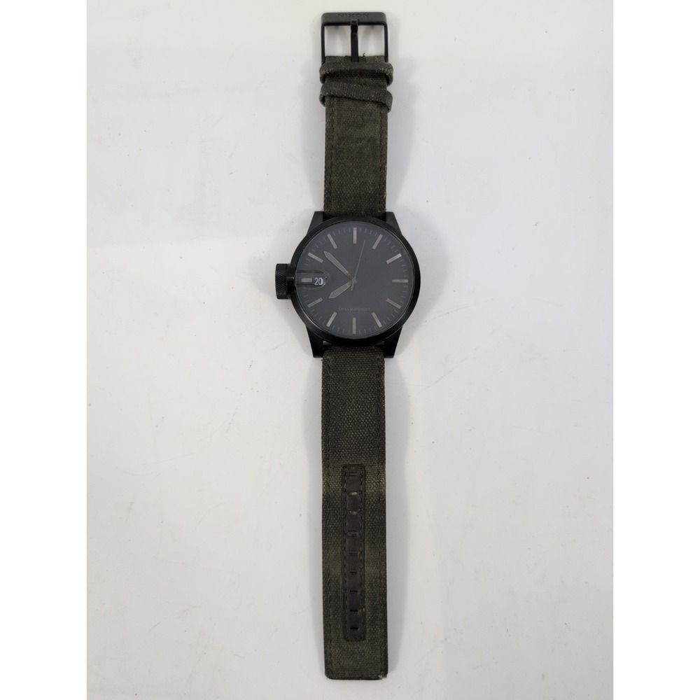 Nixon The Chronicle SS 100M Magnified Swiss Movement Wrist Watch Green Band